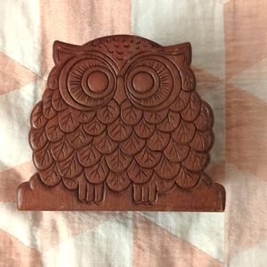 VINTAGE wooden owl napkin holder